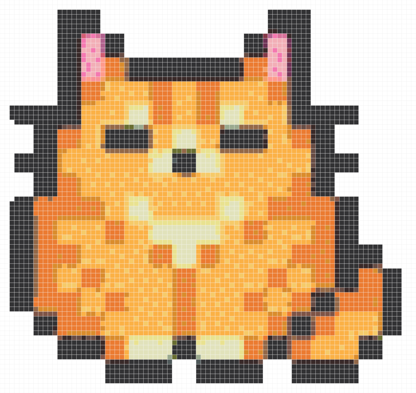 Orange Chonky Cat Pixel Art Pattern