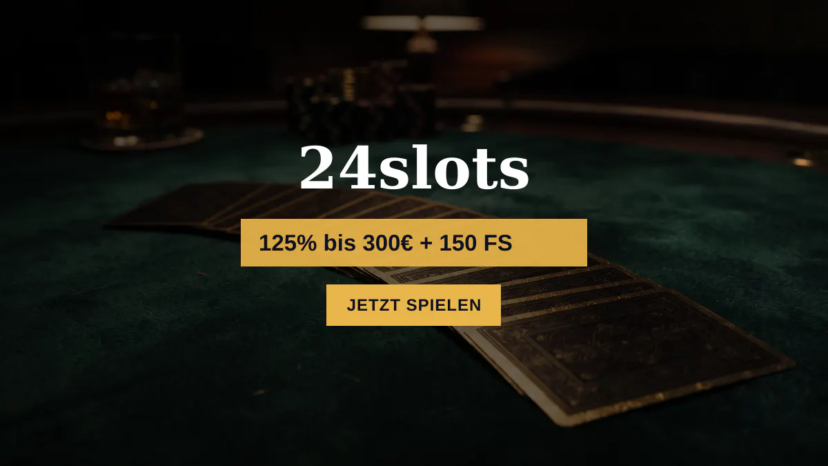 24slots Casino — Willkommensbonus 125% bis 300€ + 150 FS, Zahlungen: Visa, Mastercard, Skrill, Neteller, Paysafecard
