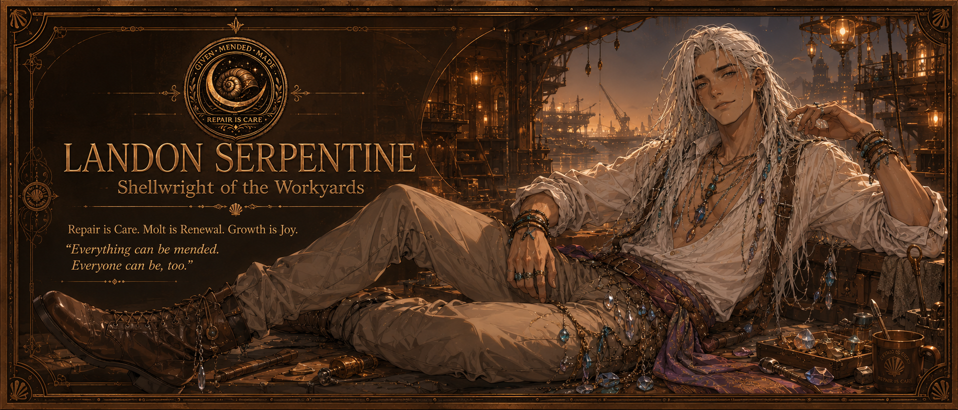 Landon Serpentine banner, Shellwright of the Workyards.