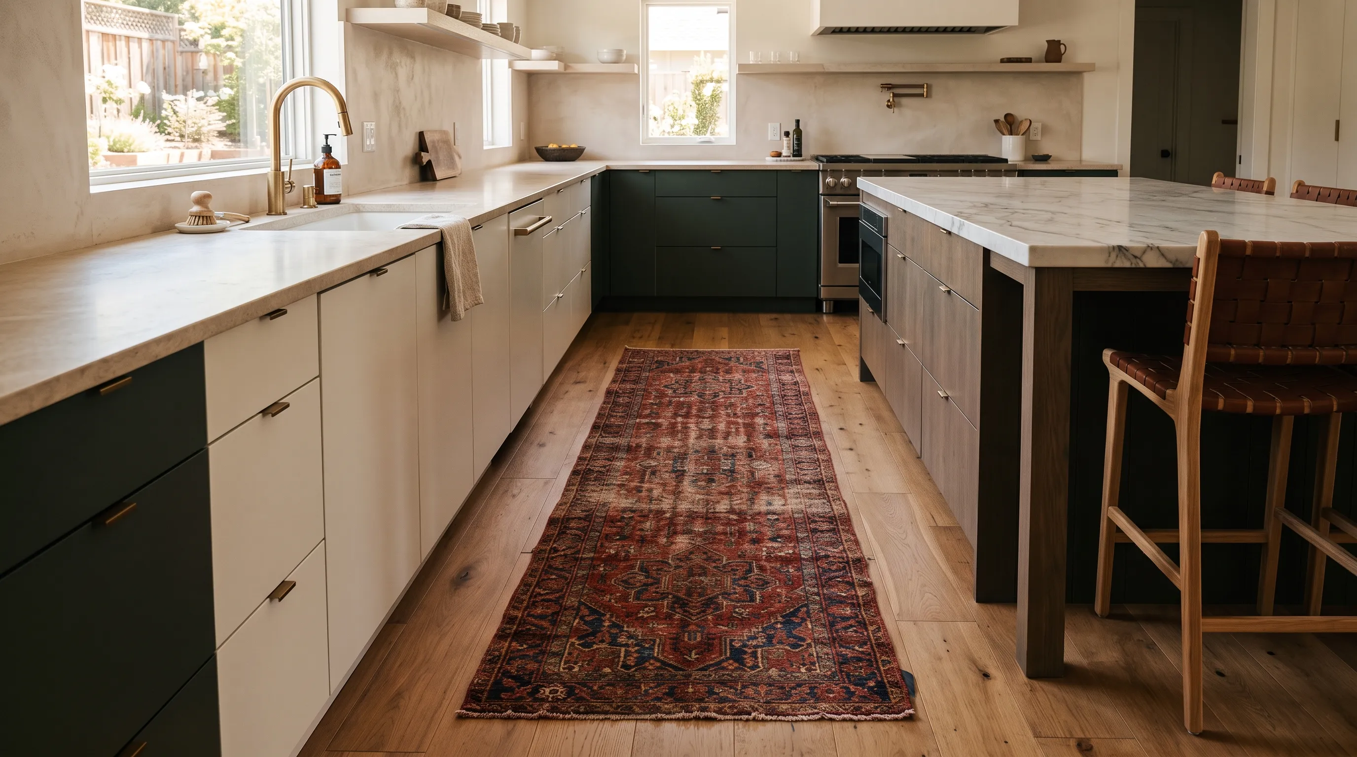 Vintage Antique Rugs in Kitchen