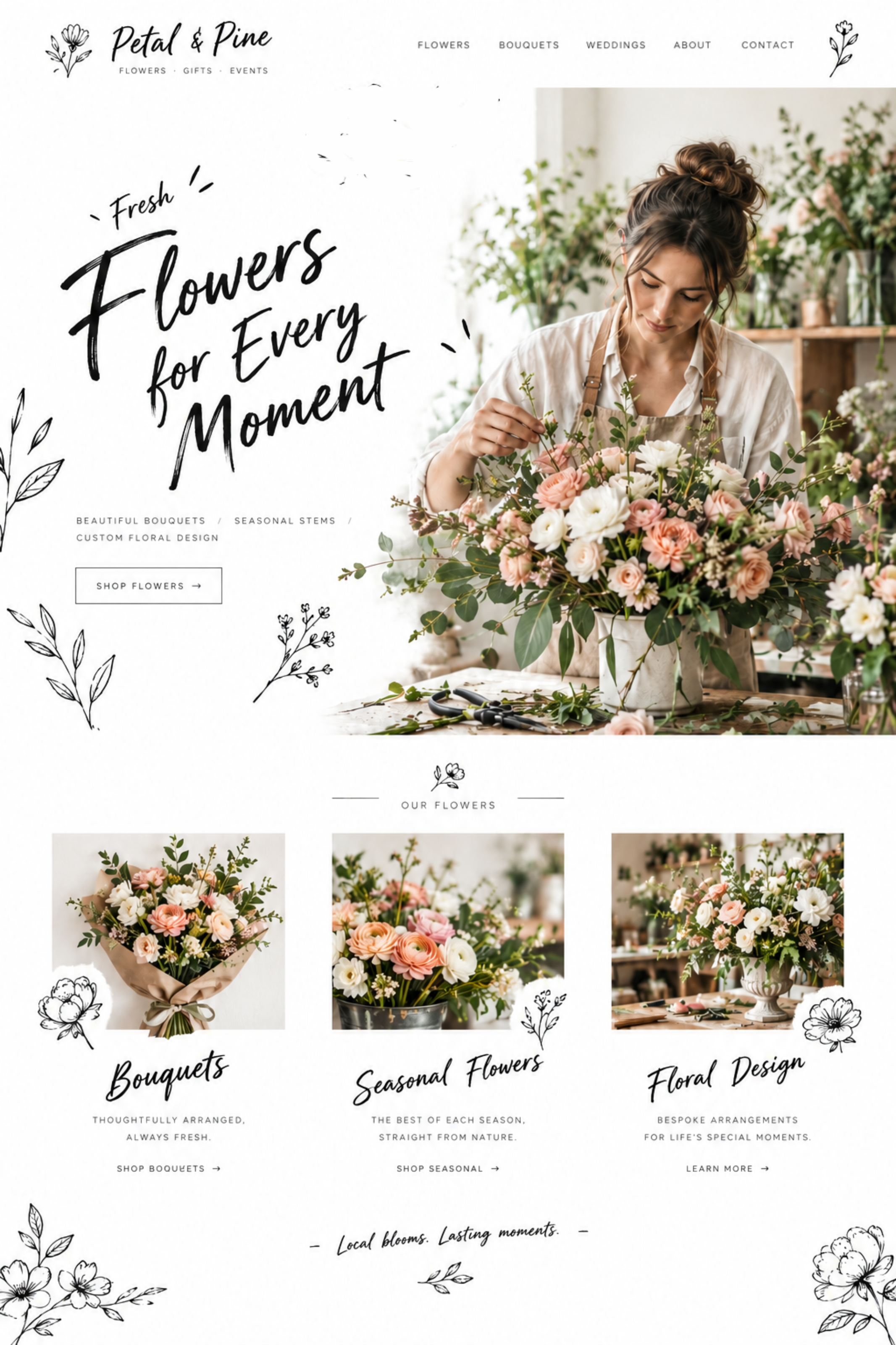 Petals & Pine - Florists. website design by Websmith.design