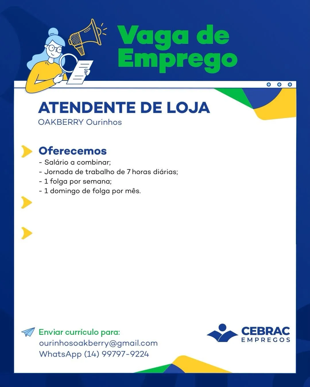 Atendente De Loja No Oakberry Ourinhos