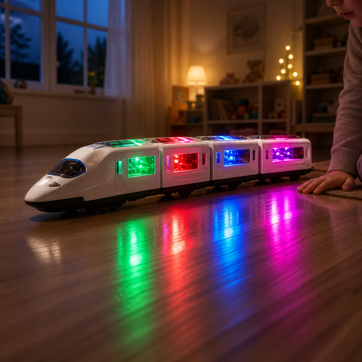 Lumini LED colorate în vagoanele trenului