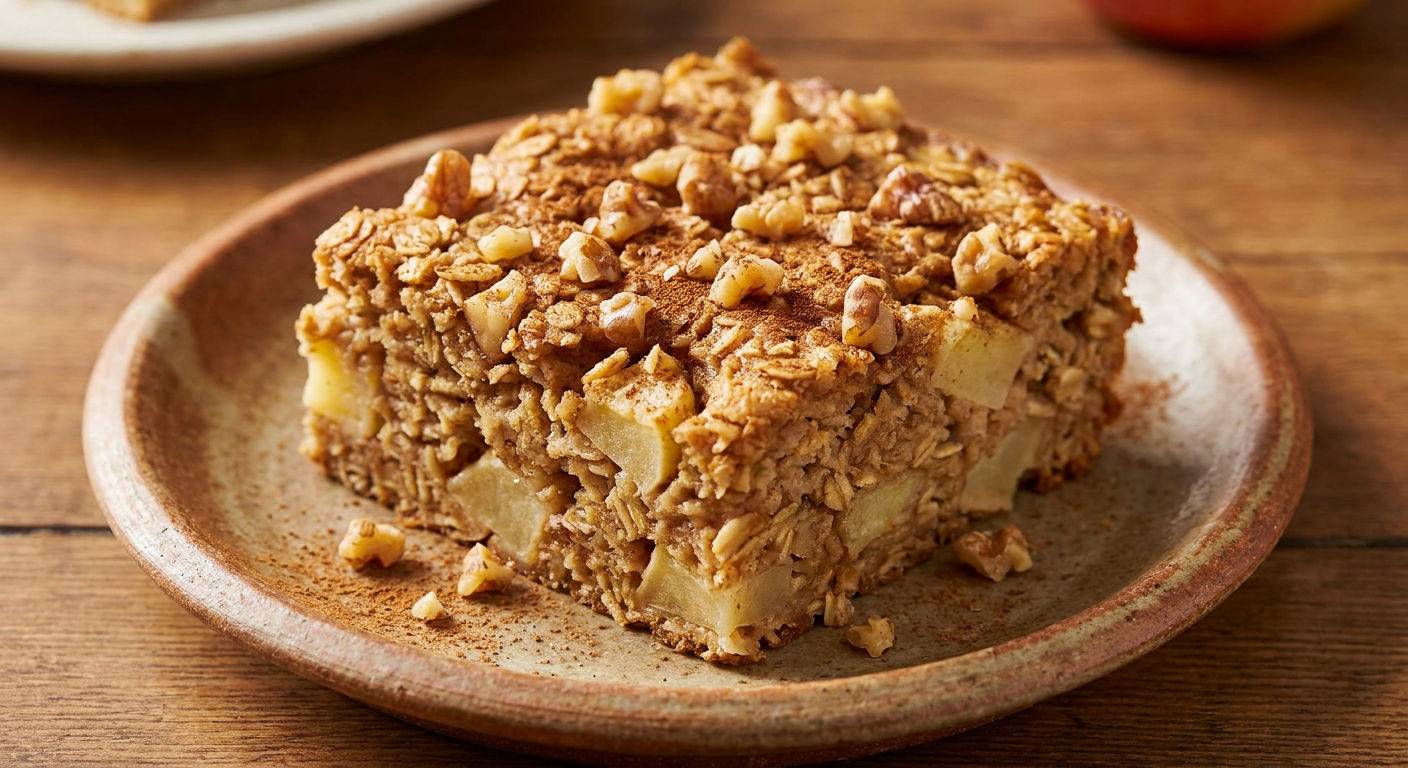 Pieczona owsianka szarlotka z jablkami.