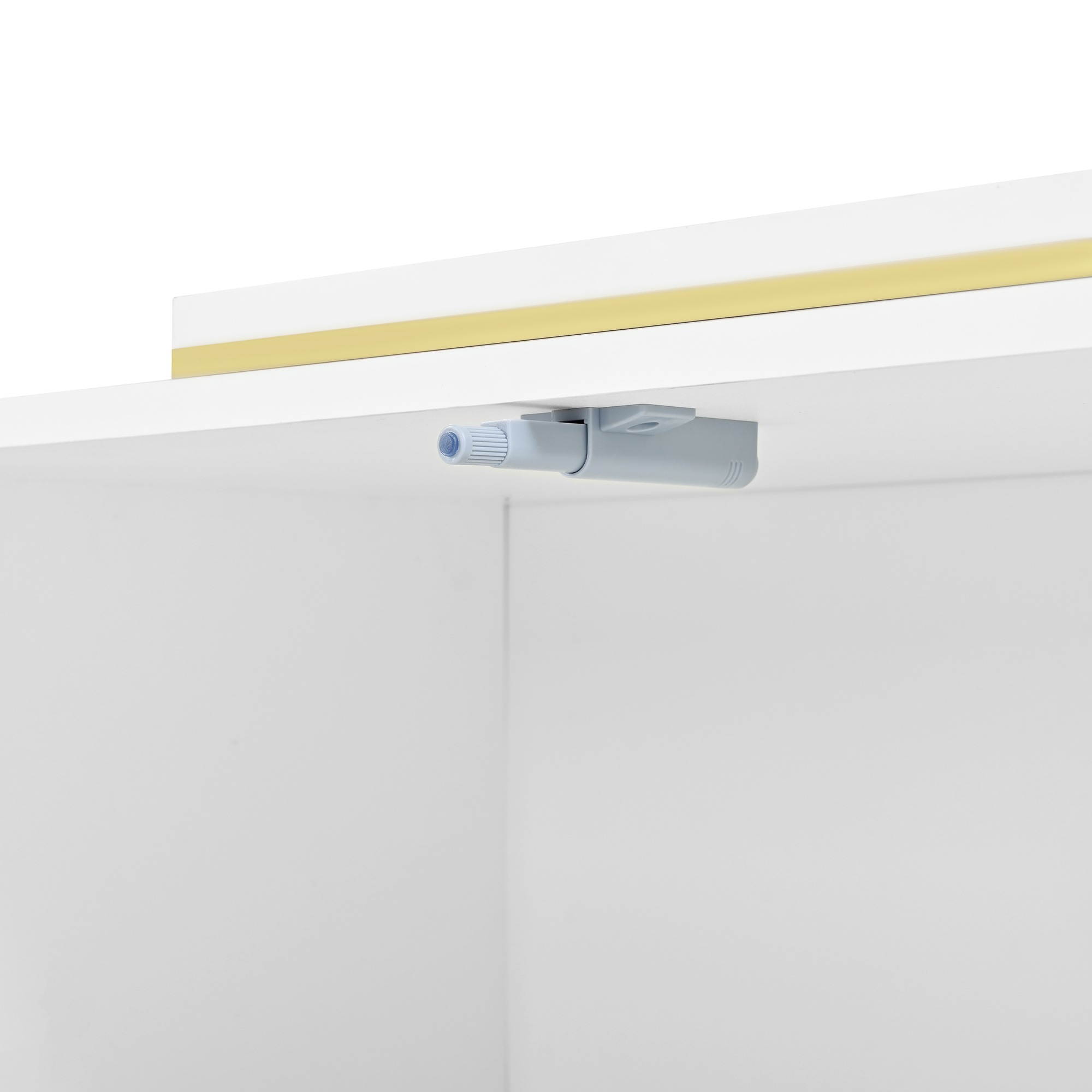 Meuble TV Blanc, Rangement, Gestion des Câbles, Extensible, Design Moderne, Structure Robuste - Panneaux de Particules - 275x35x37cm 5