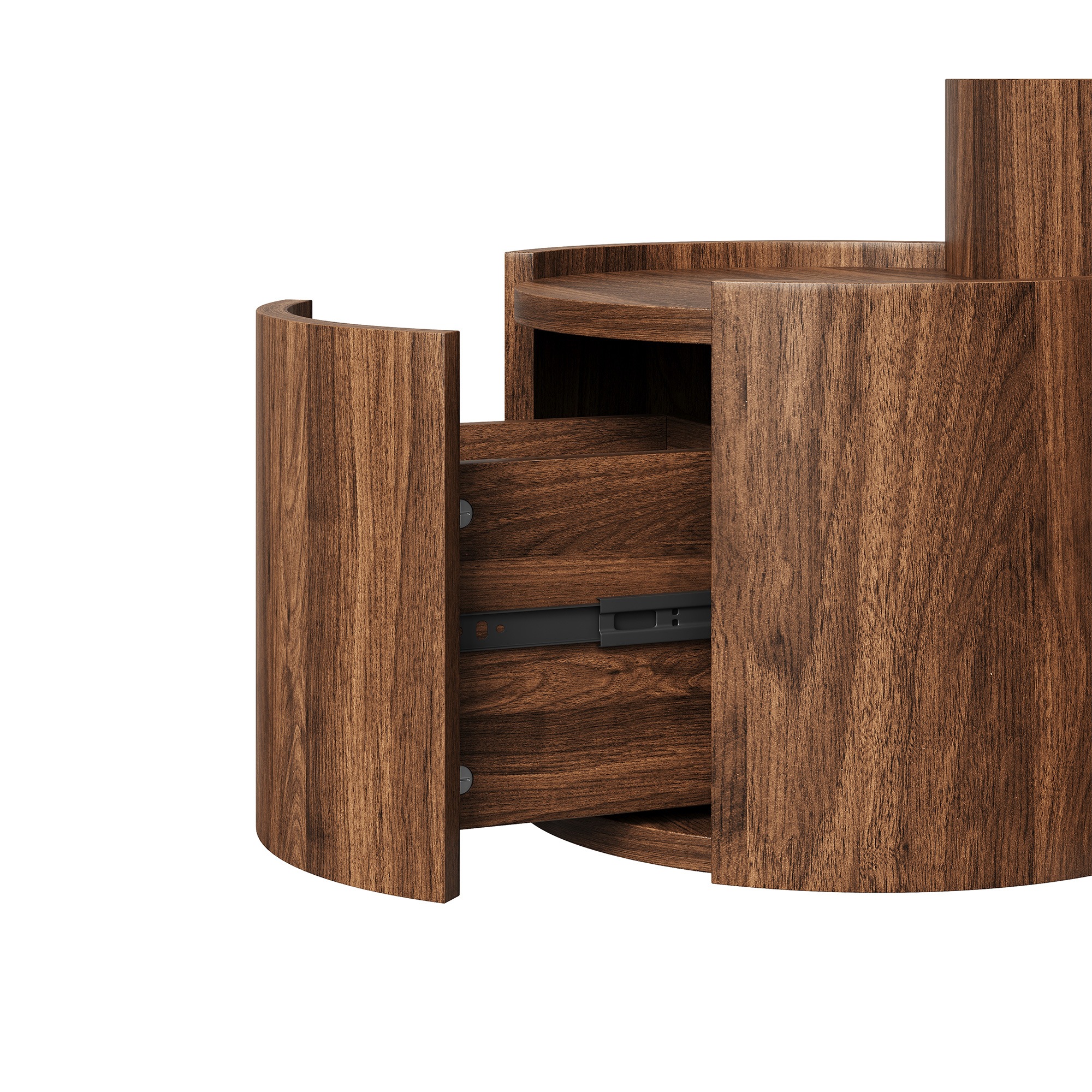 Table Basse Noyer, Rangement, Fermeture Douce, Design Moderne, Angles Arrondis, Usage Quotidien - 77.5x47.5x40cm - Salon 5