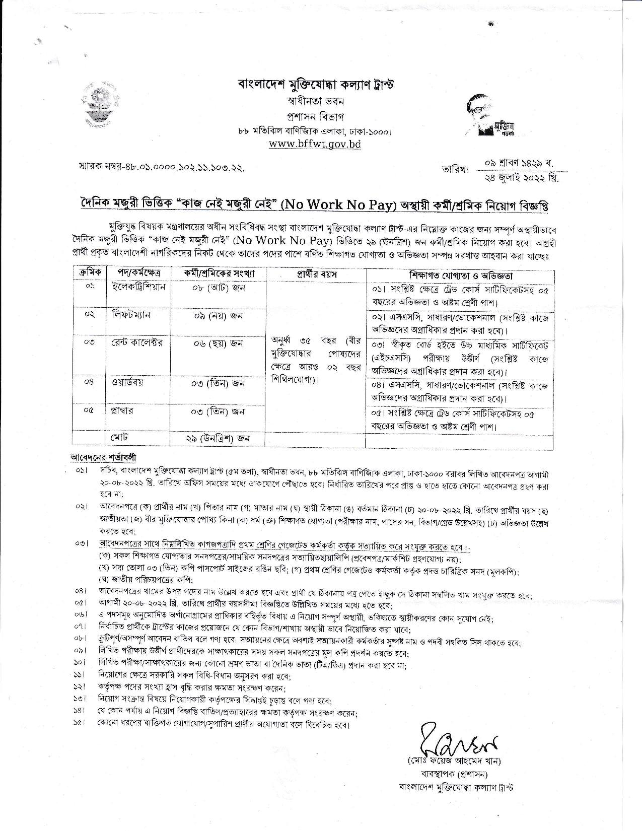 BFFWT Job Circular