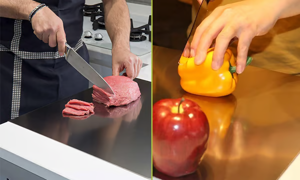 Chef cortando carne