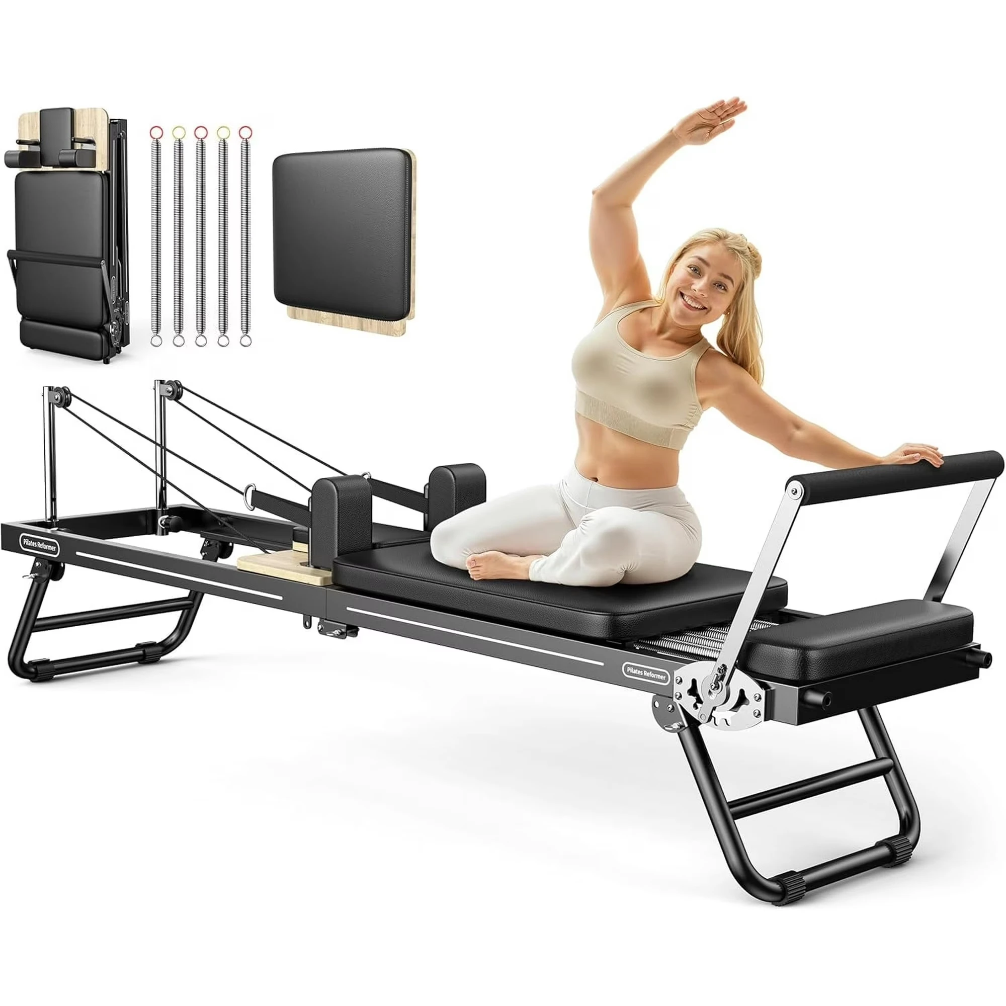 FED Foldable Pilates Reformer,Pilates Machine & Equipment For Home Use,Pilates Exercise Equipment With Jump Board,Pilates Board