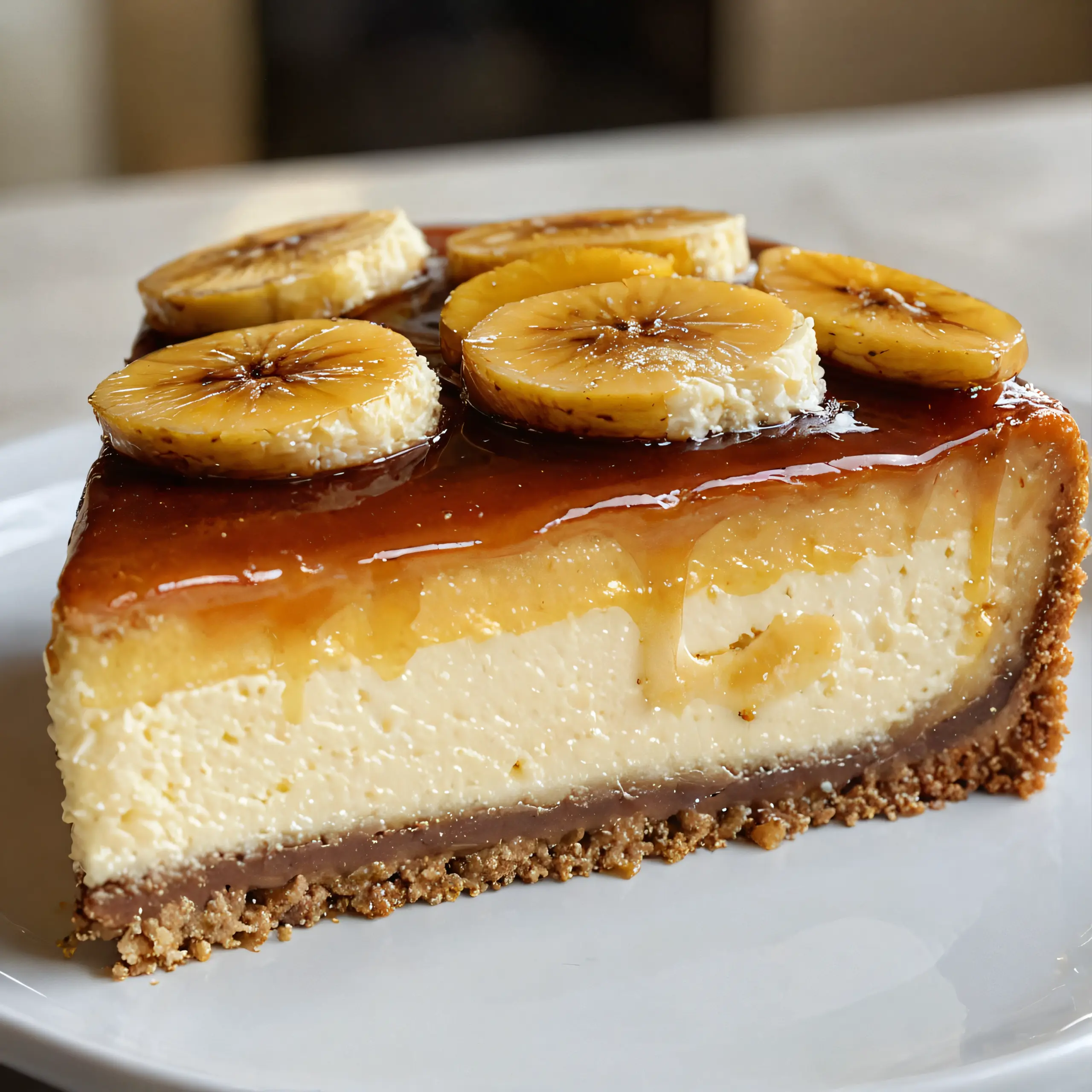 Caramelized Banana Cheesecake with Rum Glaze