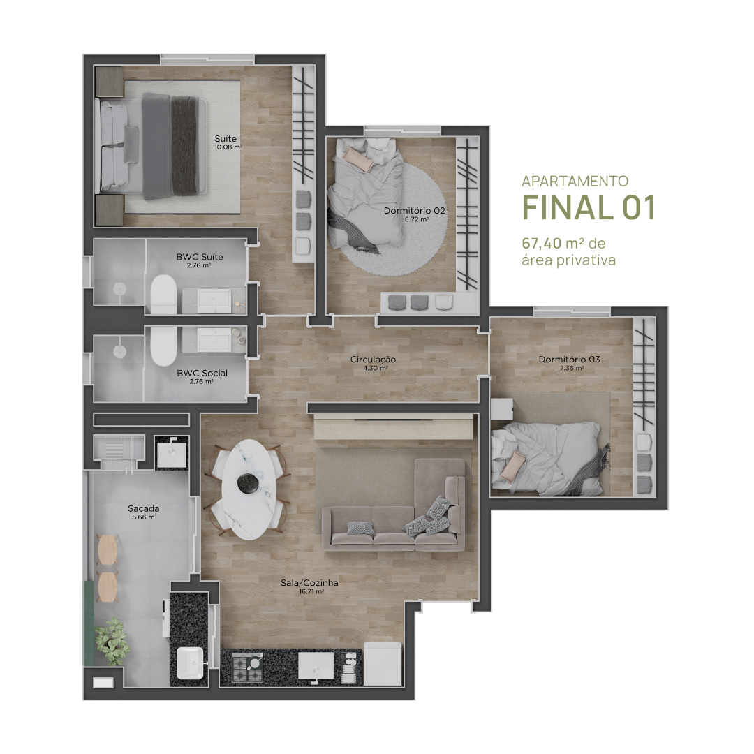 Planta Humanizada 01 — Sunset Residence