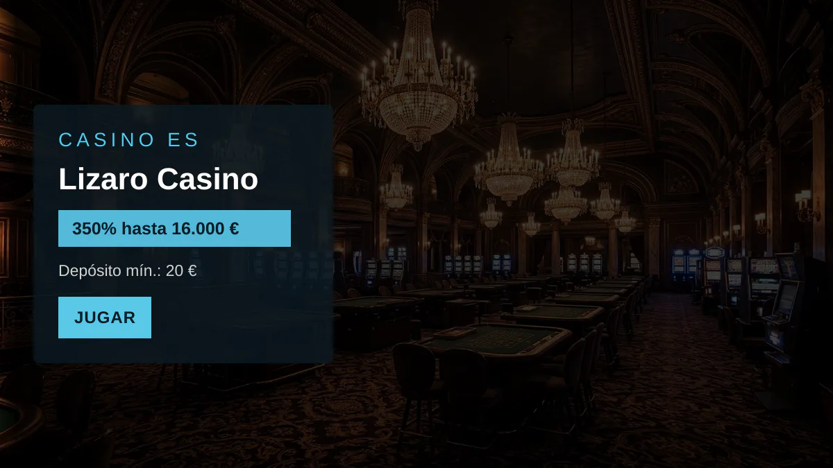 Lizaro Casino — bono de bienvenida 350% hasta 16.000 € + 350 FS, pagos: Visa, Mastercard, Skrill, Neteller, Paysafecard