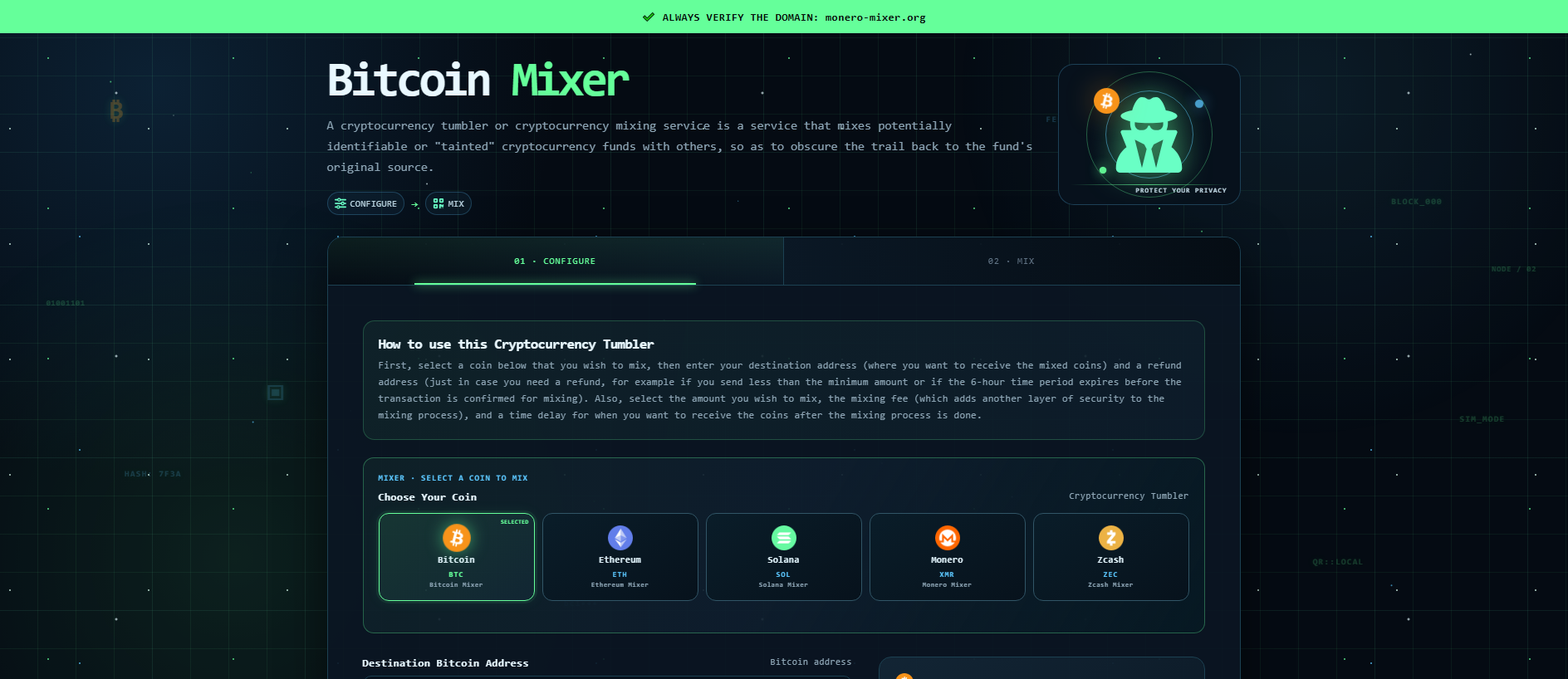 Stored capture of monero-mixer.org
