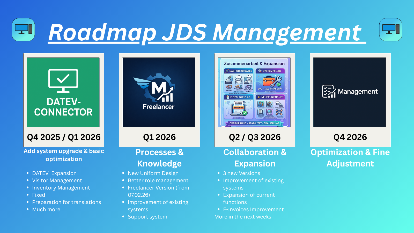 JDS Management - Roadmap Update – Q3 / Q4 2026