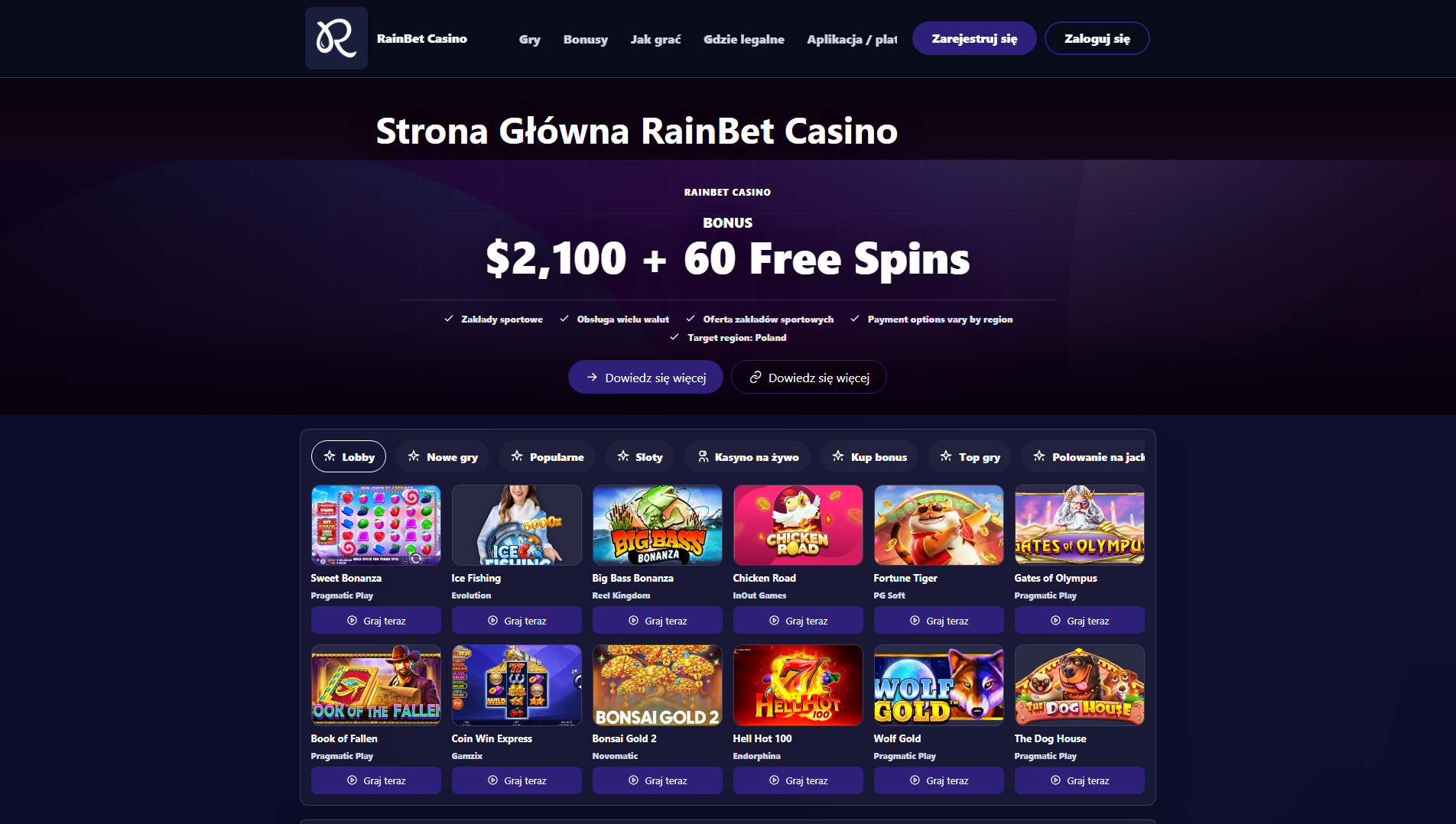 Stored capture of pl-rainbet.com