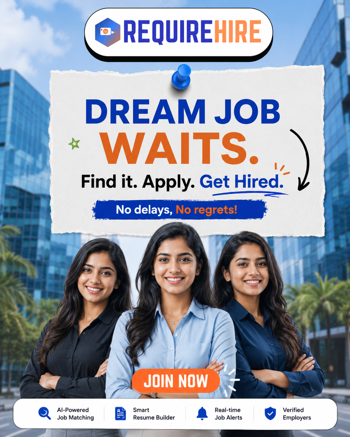 RequireHire dream job waits - find apply get hired with AI job matching for professionals