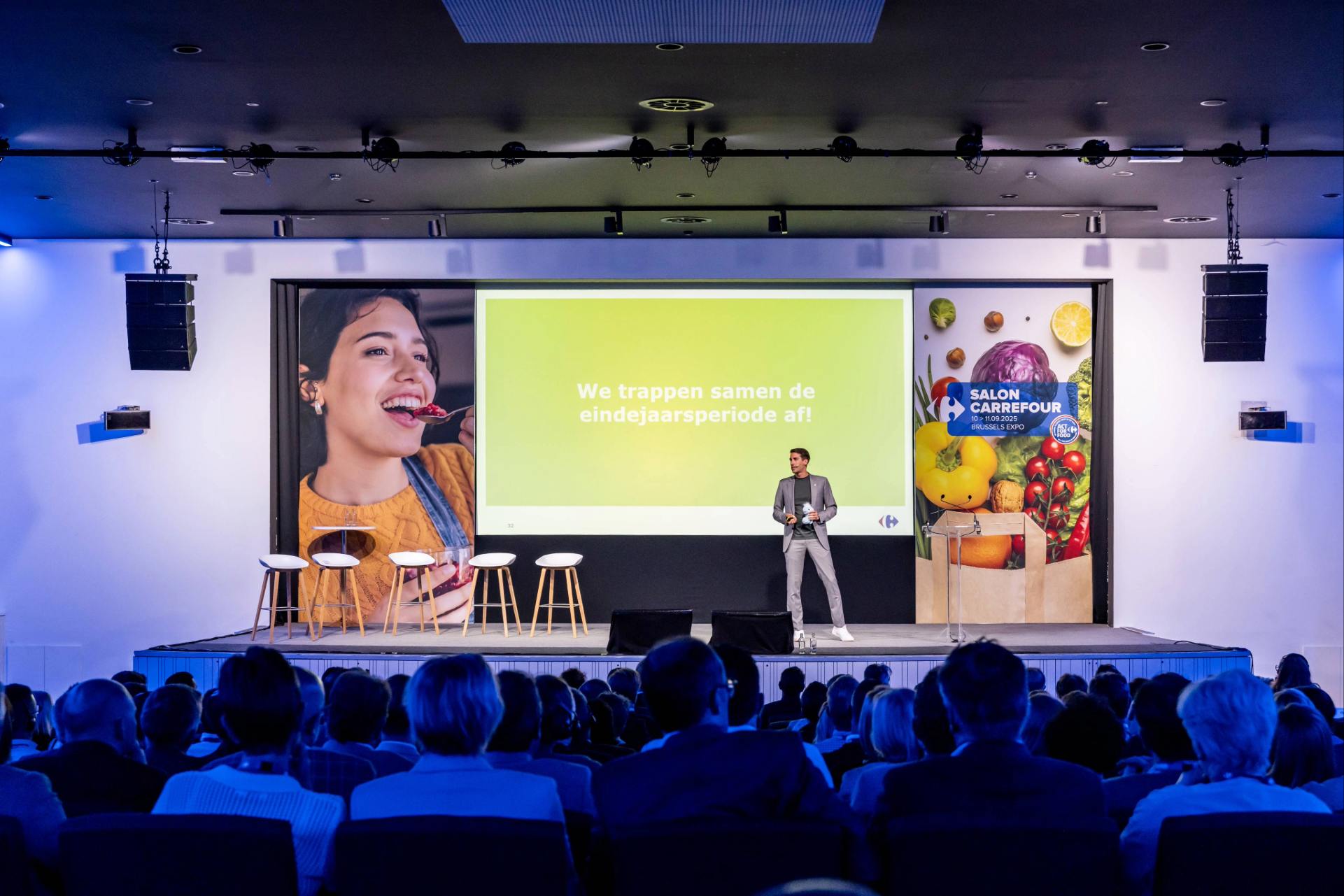 Yannick de Bièvre tijdens een presentatie op een vakbeurs