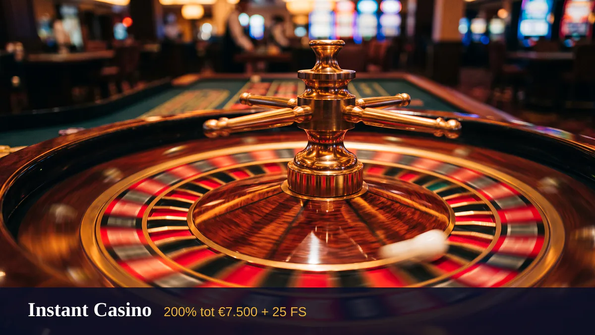 Instant Casino — welkomstbonus 200% tot €7.500 + 25 FS, betalingen: Visa, Mastercard, Sofort, Giropay, Pix