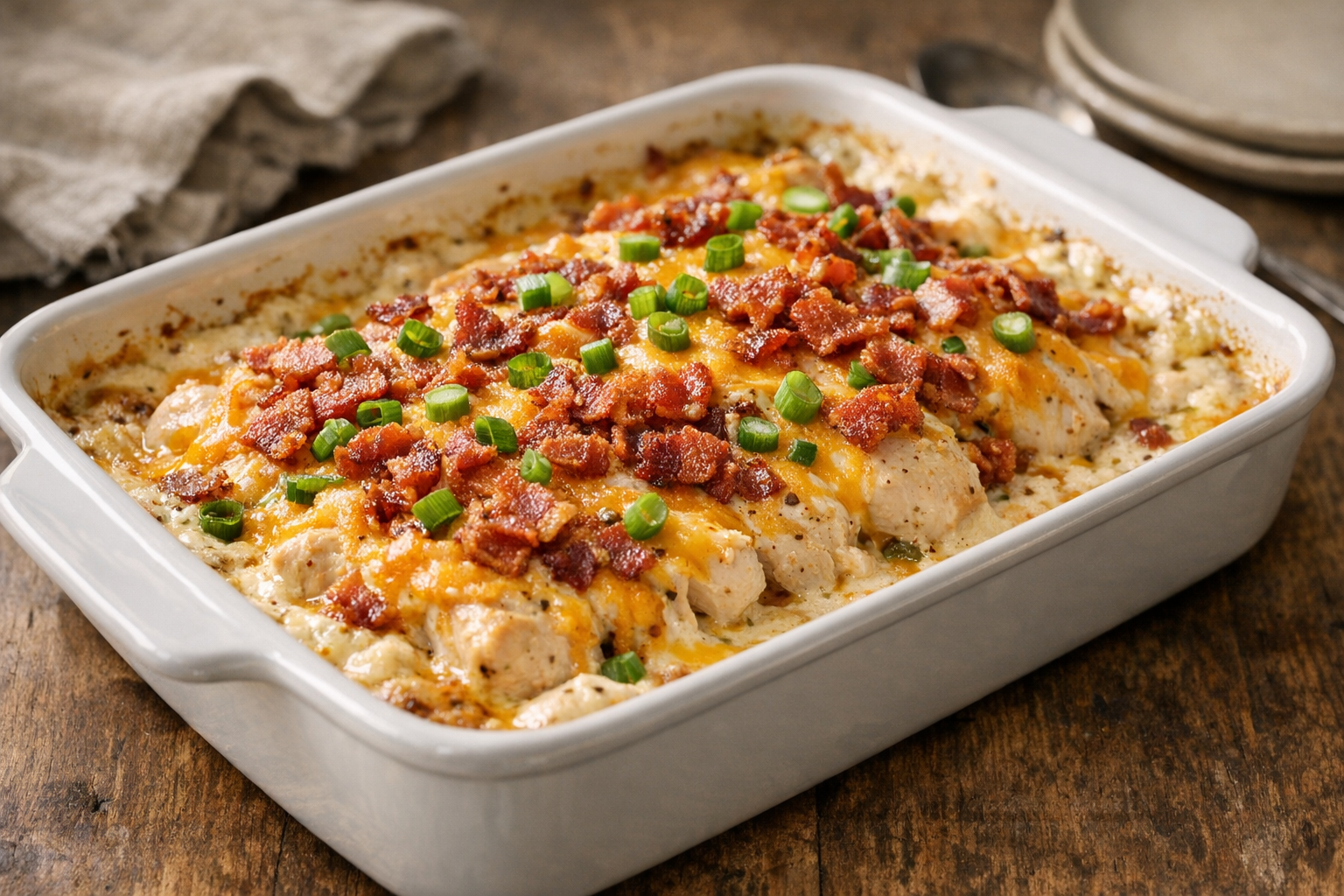 Easy Chicken Bacon Ranch Bake (Creamy Weeknight Dinner)