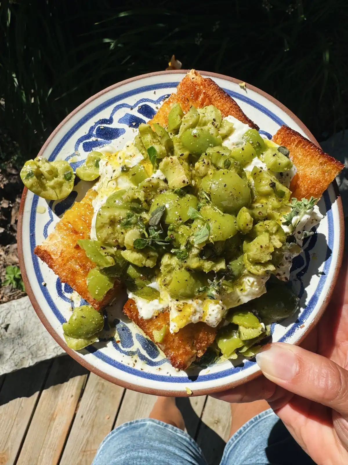 Smashed Olives with Burrata