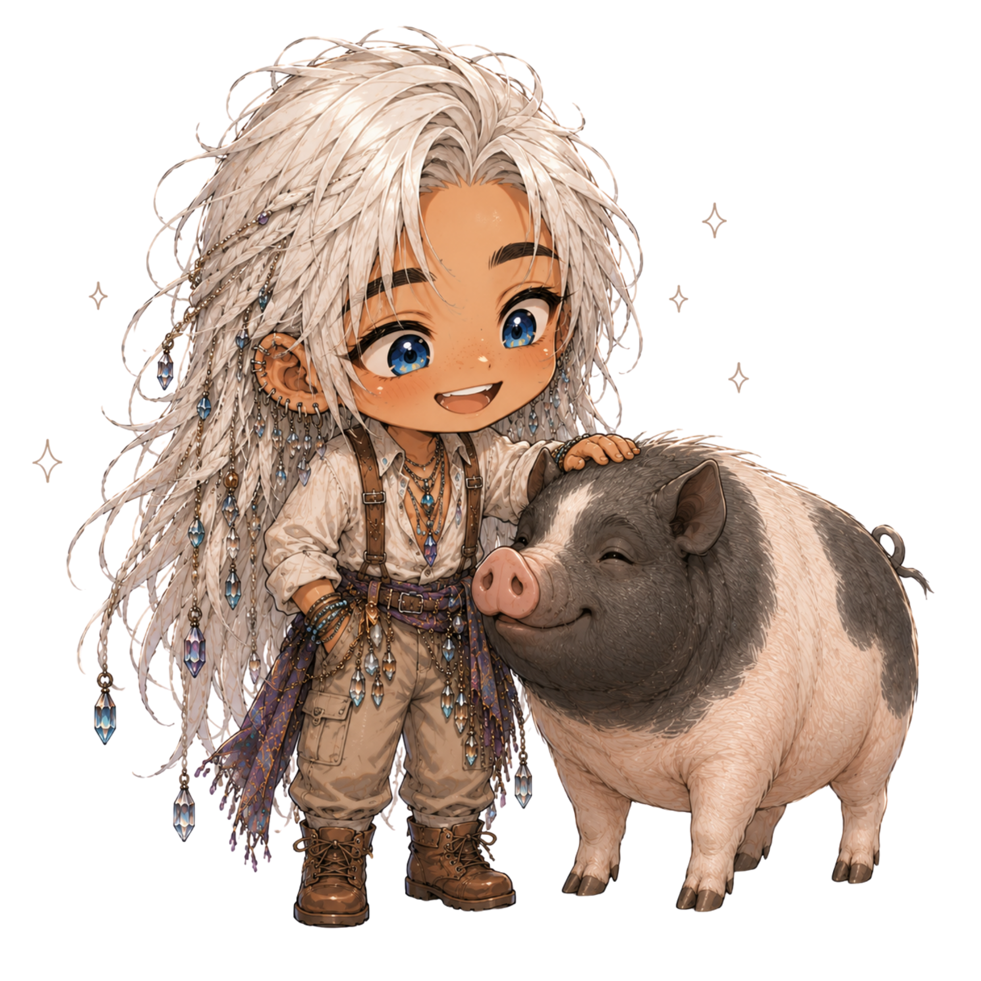 Landon and M Pig chibi.