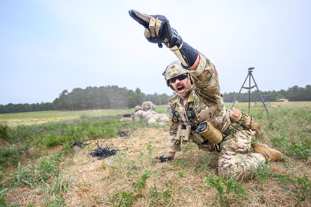 A soldier participates in live-fire battle drills during an advanced leaders course at Joint Base McGuire-Dix-Lakehurst, N.J.
