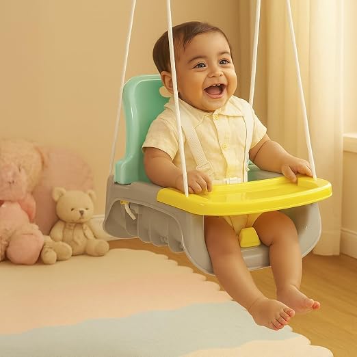 Baby Hanging Swing Indoor Outdoor | Kids Swings, Jhula for Home & Garden with Adjustable Swing | Saddle Backrest with Food Tray to Support Baby | Age Group 2+ Years photo 4