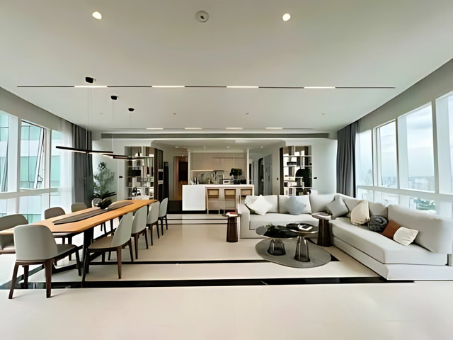Luxury penthouse interior at The Millennium Residence in Bangkok – modern furnished living space with city views, ideal for international property buyers seeking premium real estate.