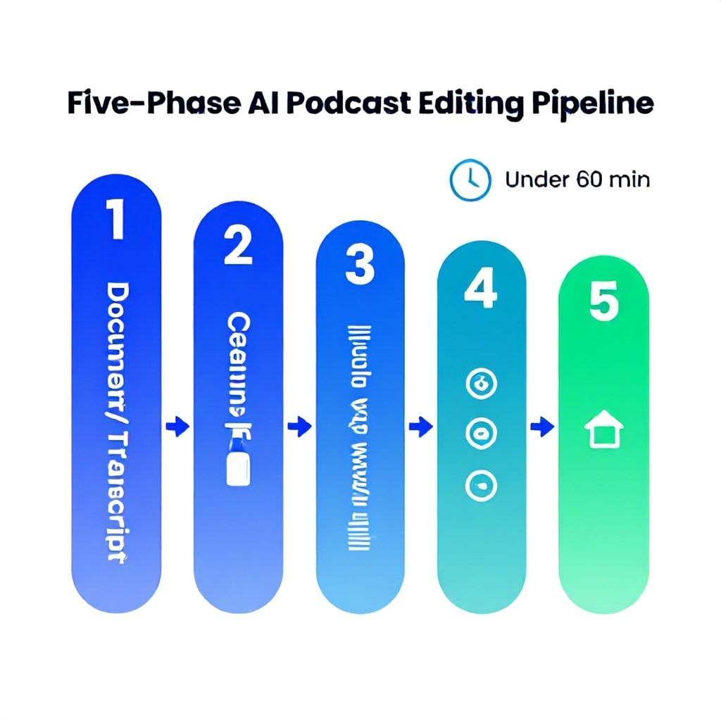 Infographic of the Five-Phase AI Podcast Editing Pipeline
