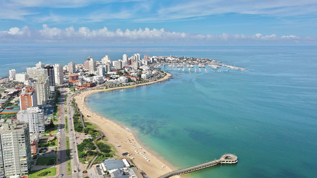 Vista panor&aacute;mica de la costa de Playa Brava en Punta del Este con edificios modernos frente al mar y crecimiento del mercado inmobiliario que atrae a compradores internacionales en 2025