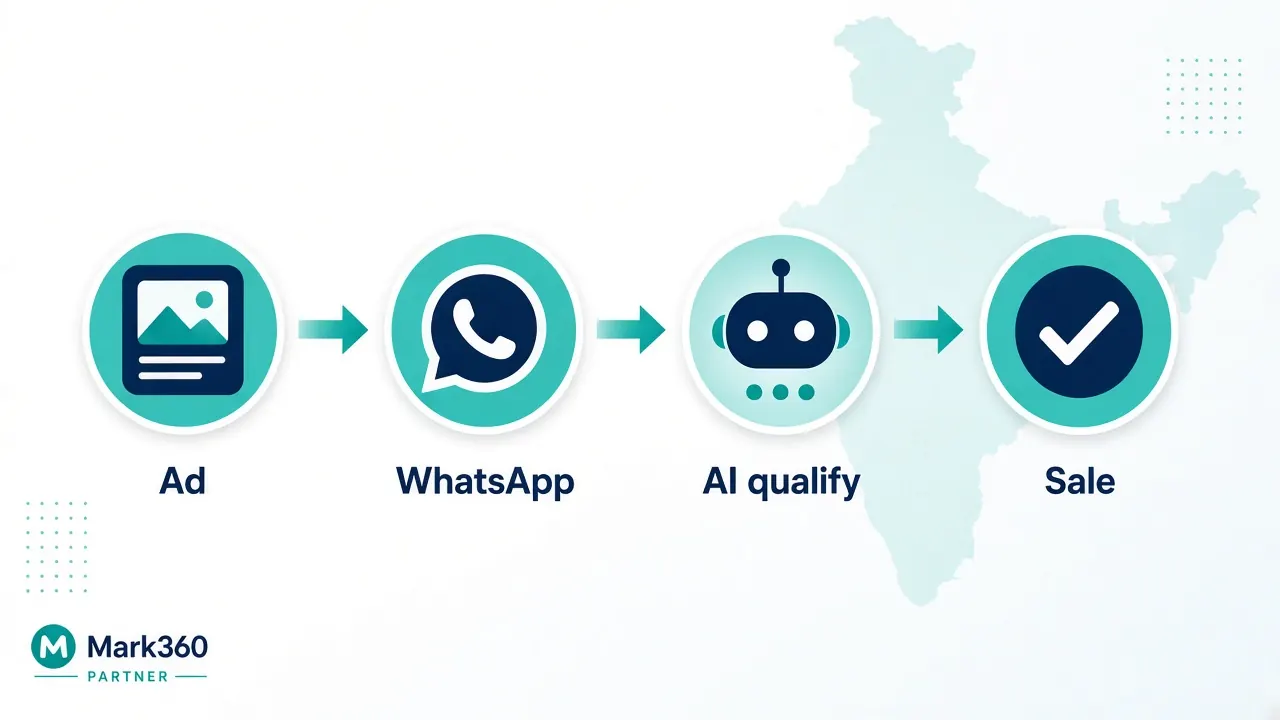 CTWA funnel from Facebook Instagram ad click to WhatsApp chat for Indian brands