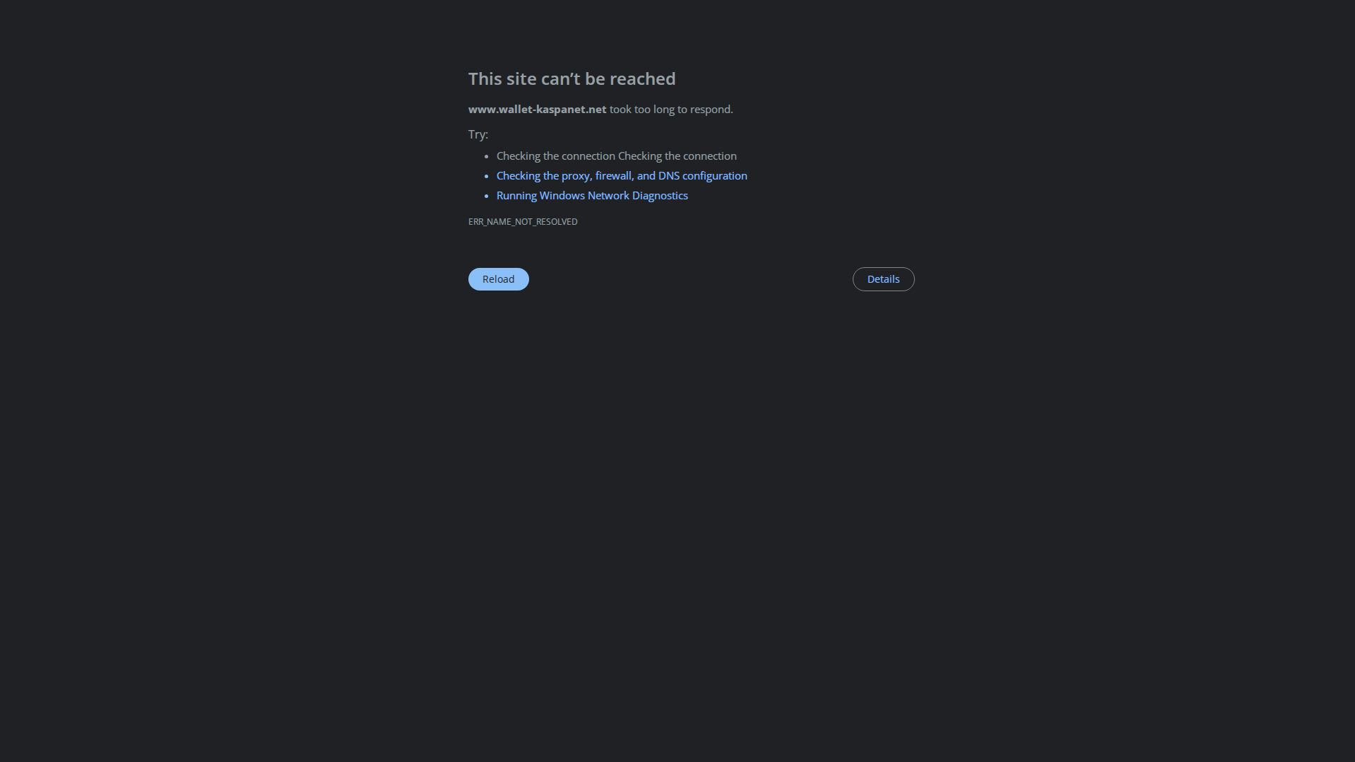 Stored capture of wallet-kaspanet.net