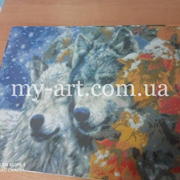 Алмазна мозаїка My Art 40 х 50 см на підрамнику Вовк і вовчиця (+ голограмні стрази) (арт. TNG700)