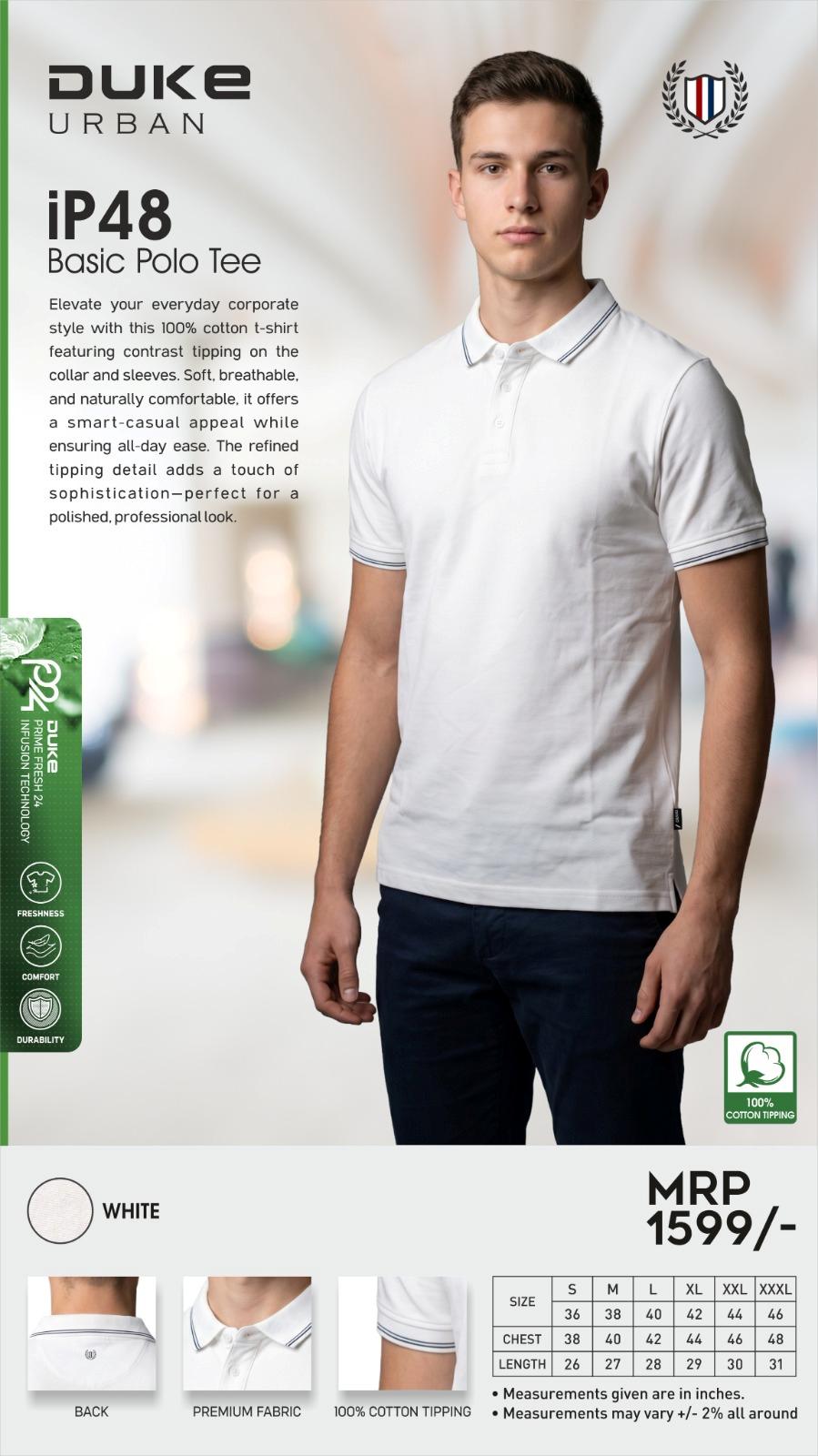 Duke iP48 Basic Polo Tee - White