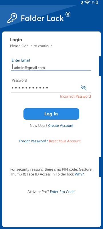 Folder Lock Android private content interface