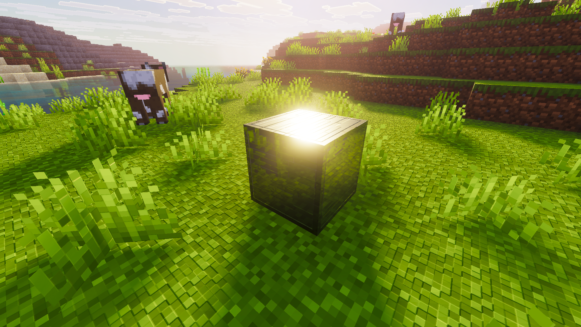 glowing block hillside