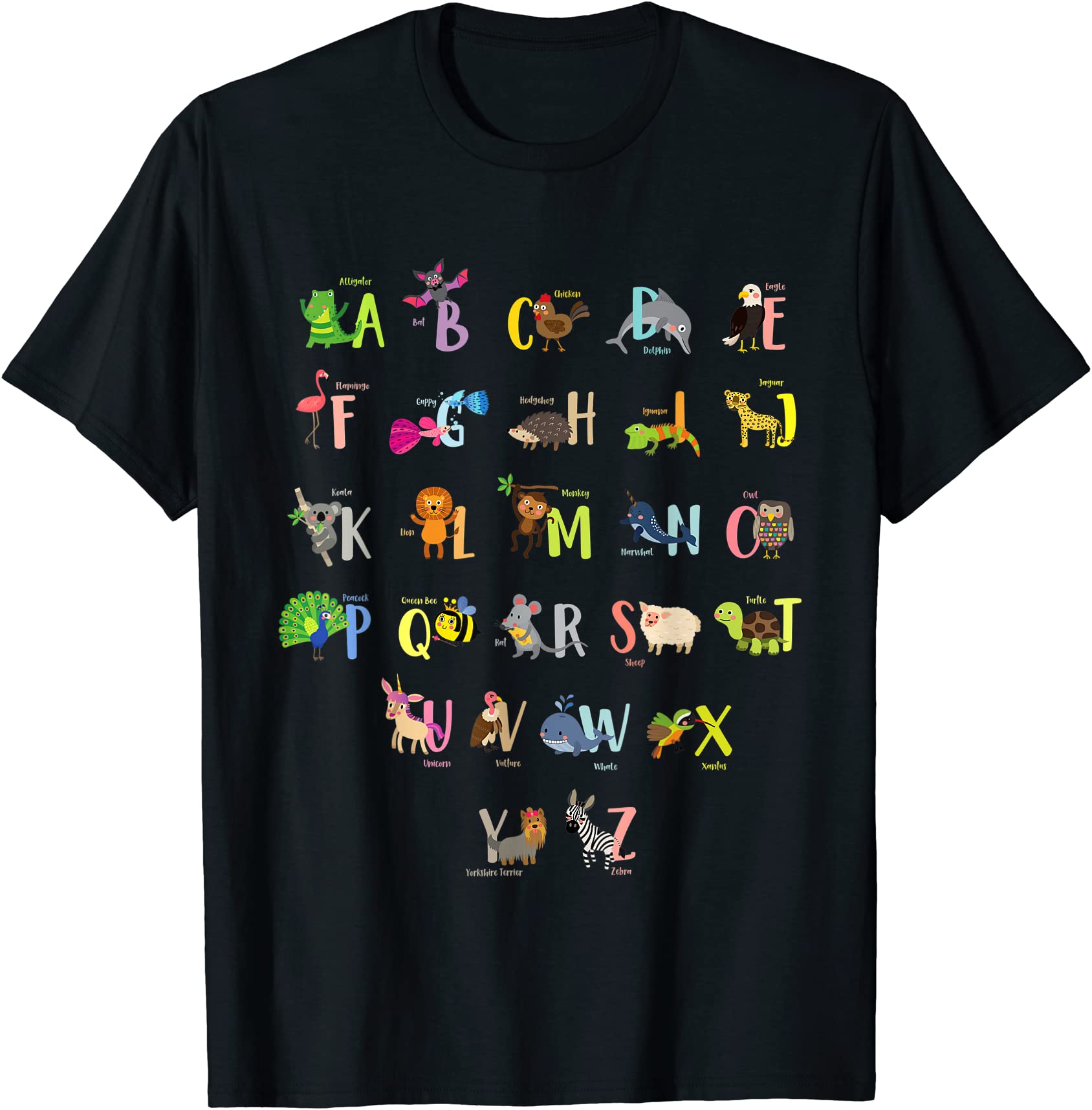 Abc Identification A-Z Types Of Zoo Animals Alphabet Unisex T-Shirt