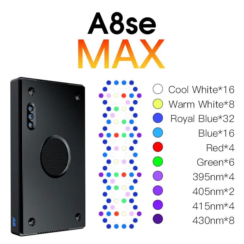 A8SE II Max 240W Full Spectrum WiFi App Programmable Marine LED