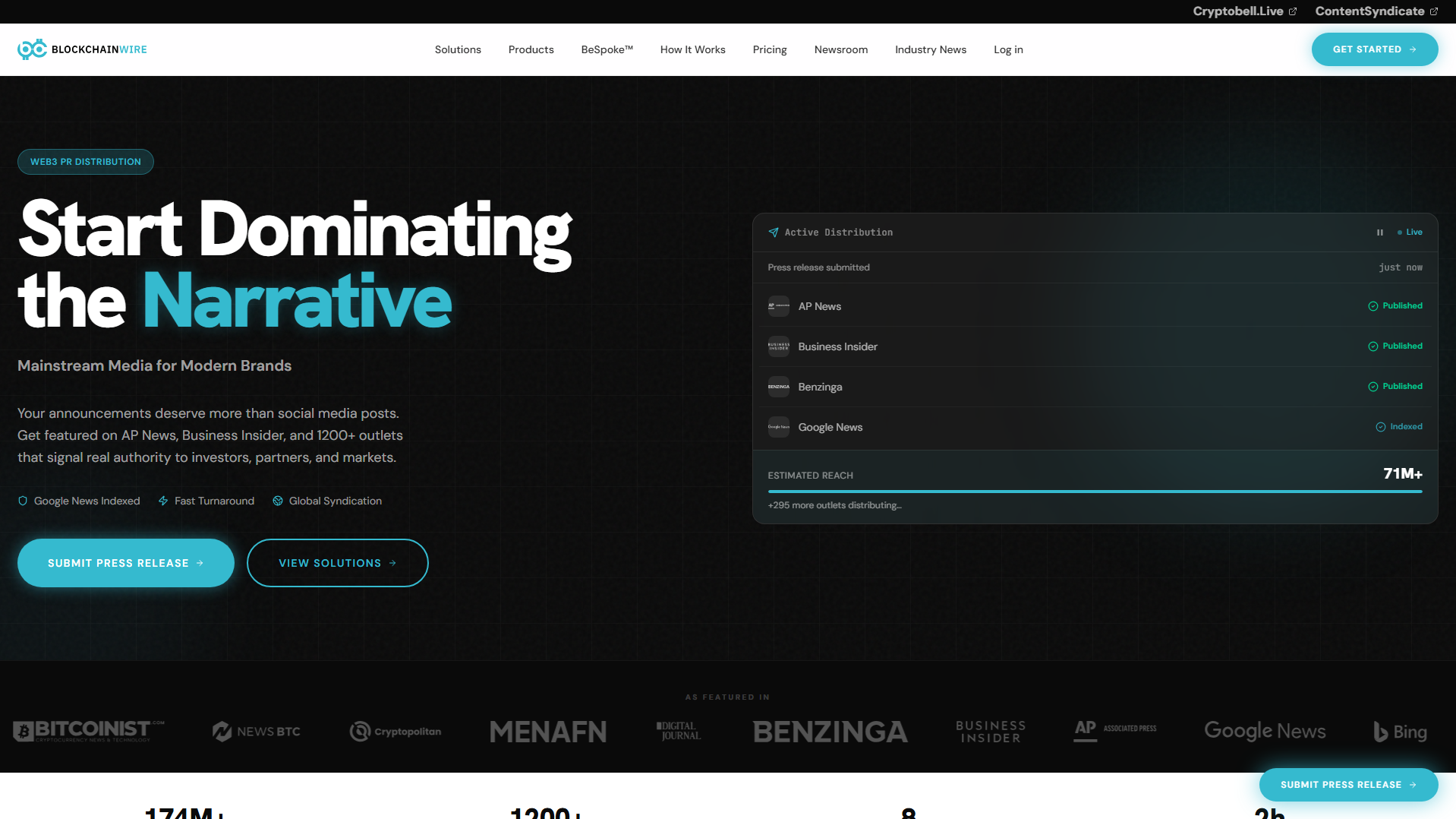 Screenshot of blockchainwire.io
