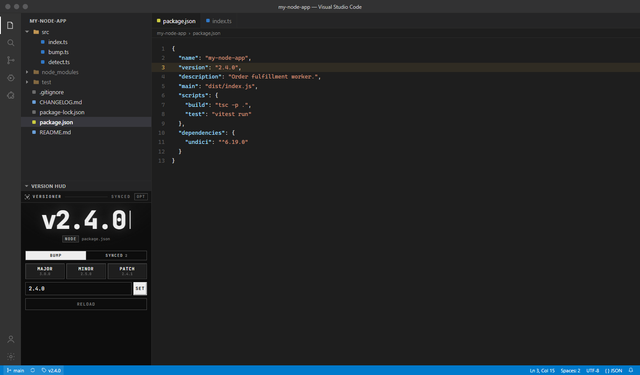 The HUD as a slice of the left side bar, under the Explorer file tree