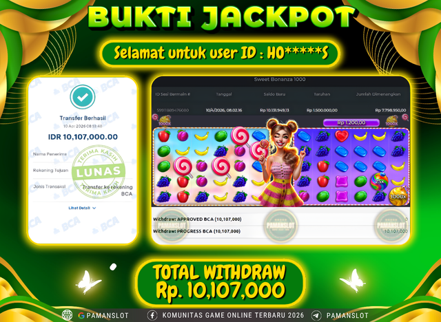 Selamat kepada Member PAMANSLOT Game Sweet Bonanza 1000  : HO******S