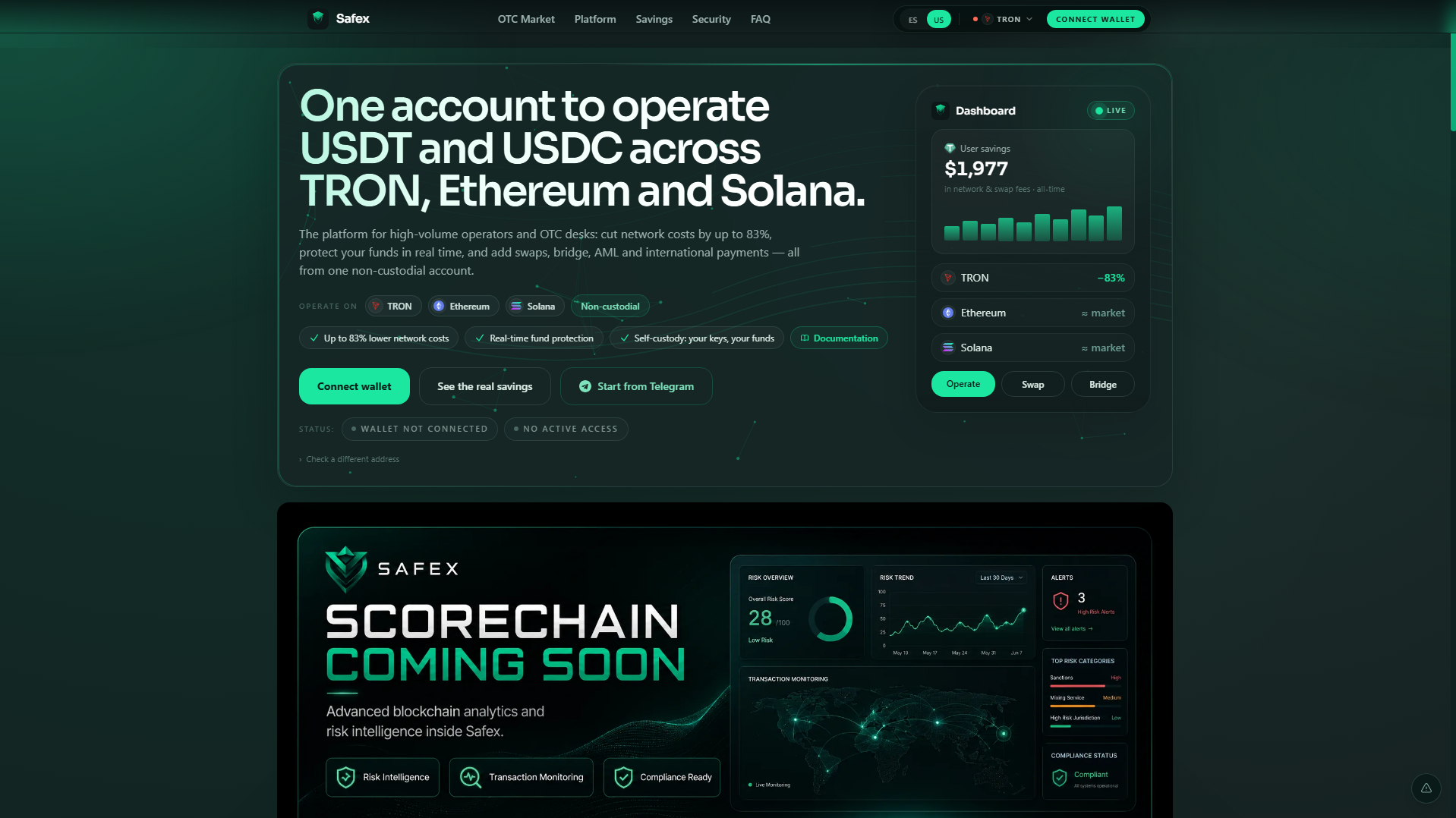 Forensic screenshot of safex.lat showing the phishing page layout