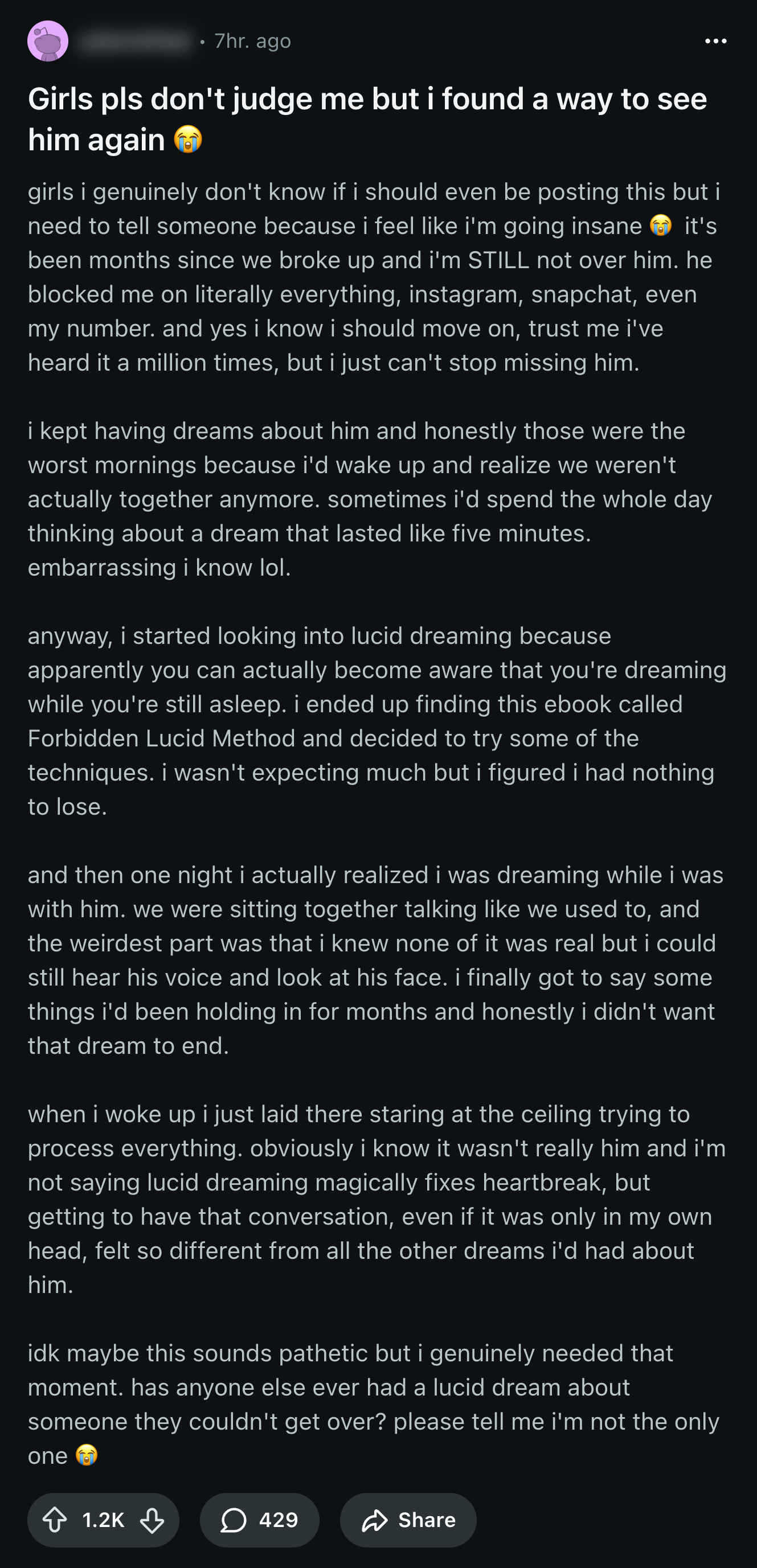 Reddit discussion about lucid dreams