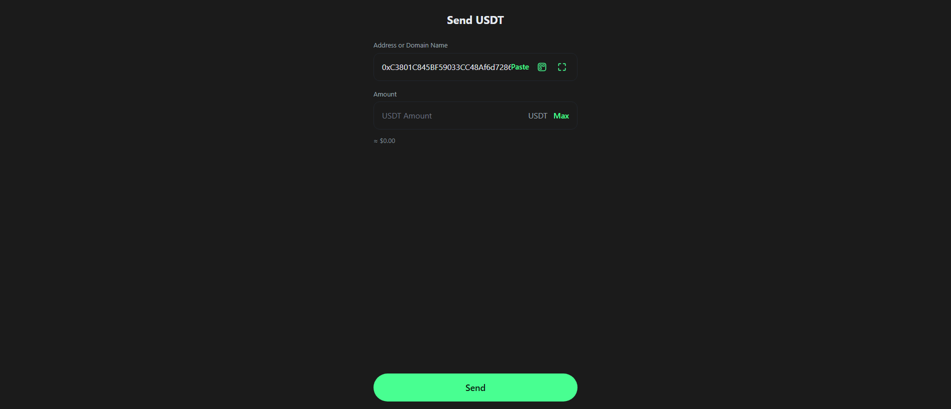 Screenshot of send-usdt.live