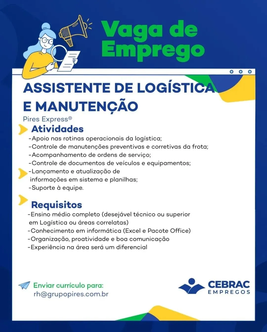 Assistente De Log&Iacute;stica E Manuten&Ccedil;&Atilde;o