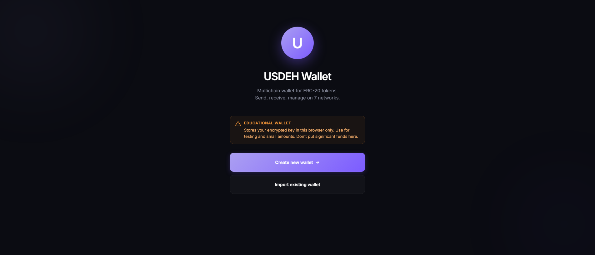 Stored screenshot of wallet.usdeh.net