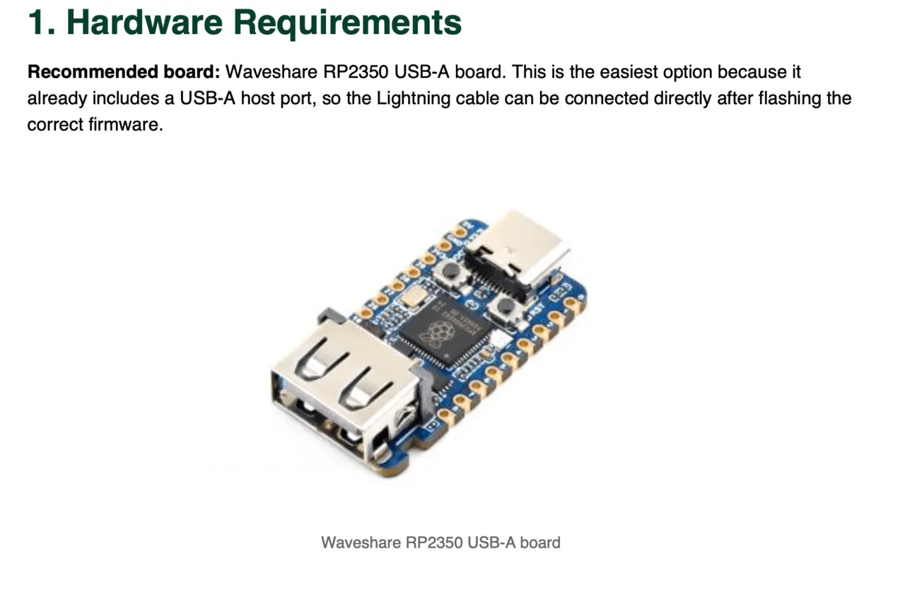 Waveshare RP2350 USB-A hardware requirements for Bobik Eraser PwnDFU