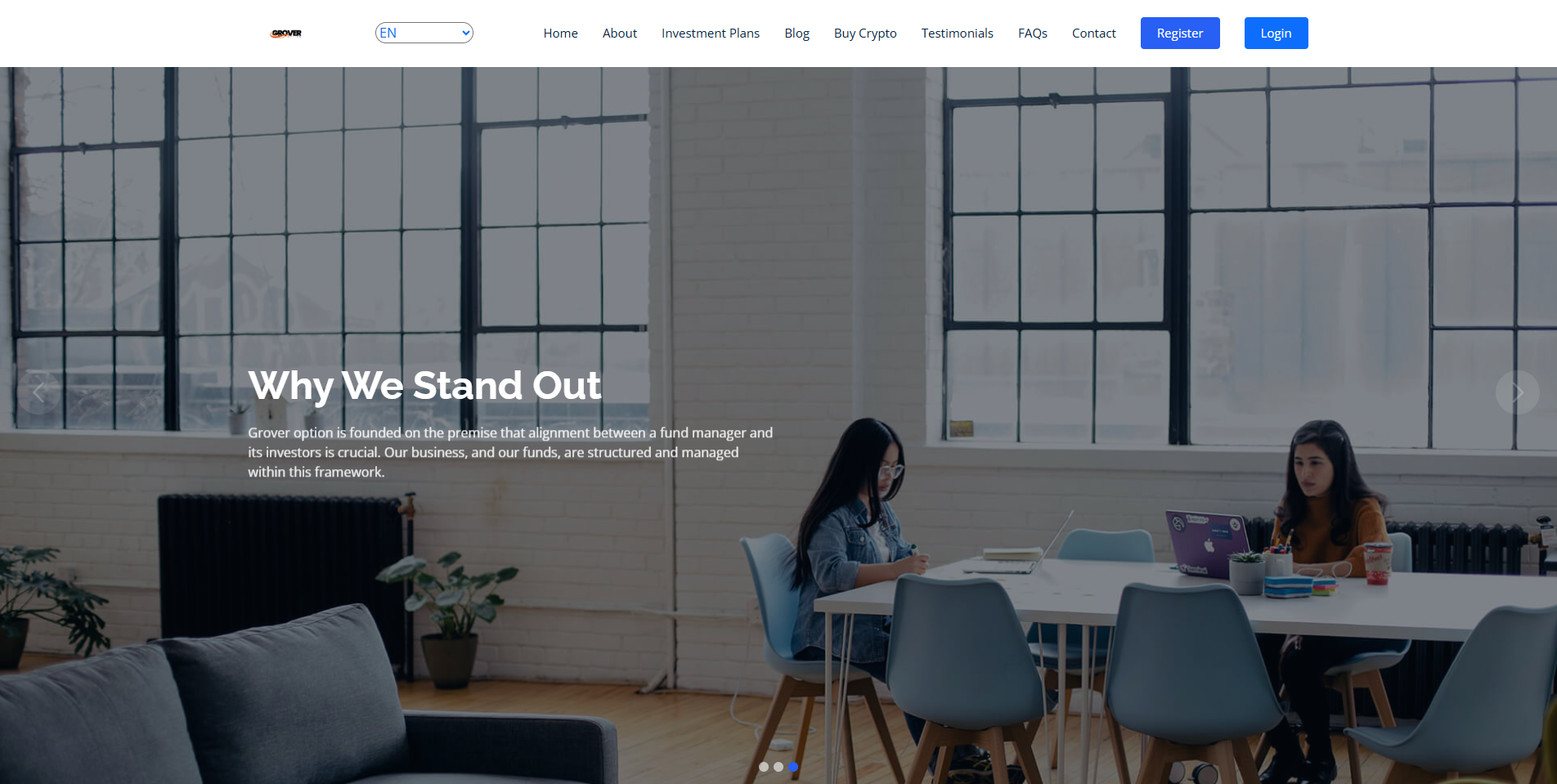 Screenshot of groveroption.com