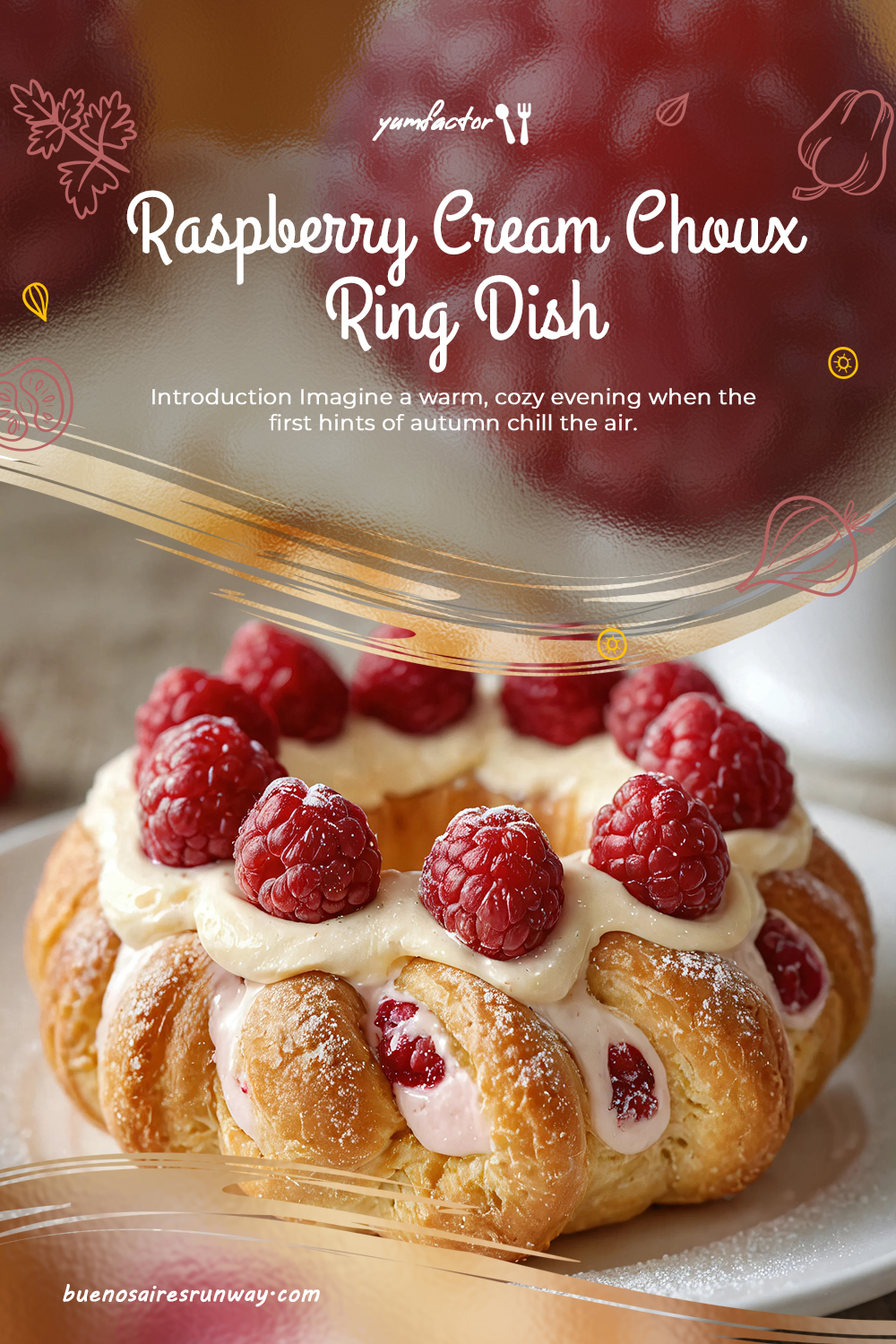 Raspberry Cream Choux Ring Dish