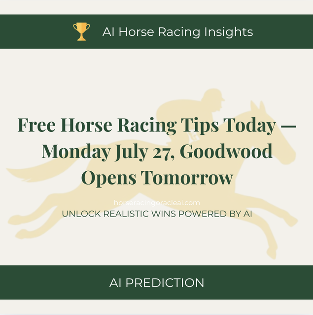 Free Horse Racing Tips Today — Monday July 27, Goodwood Opens Tomorrow